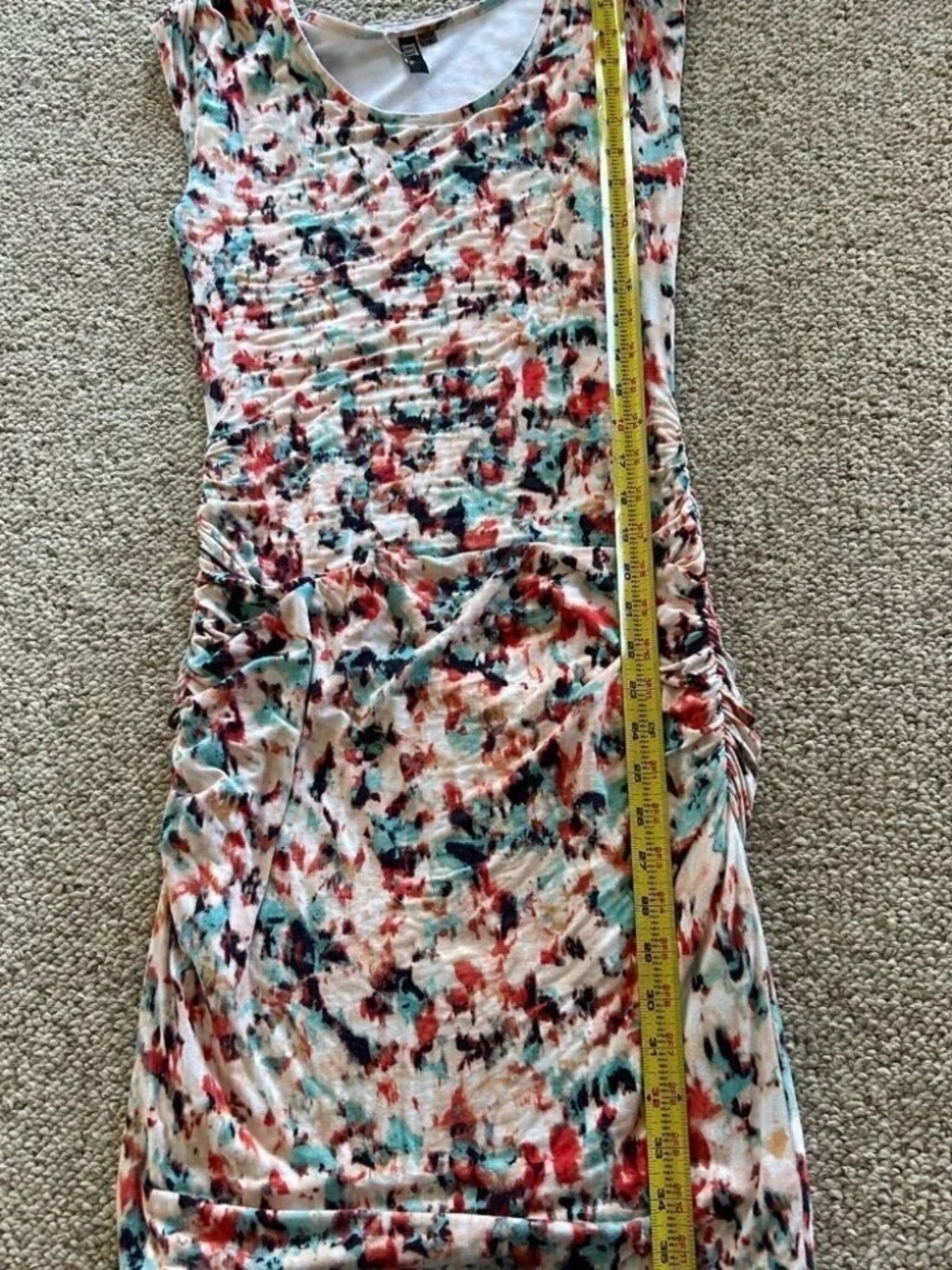 Garden Party Watercolor Floral Ruched Dress XS Wedding Guest Cottagecore Romance - Picture 7 of 7